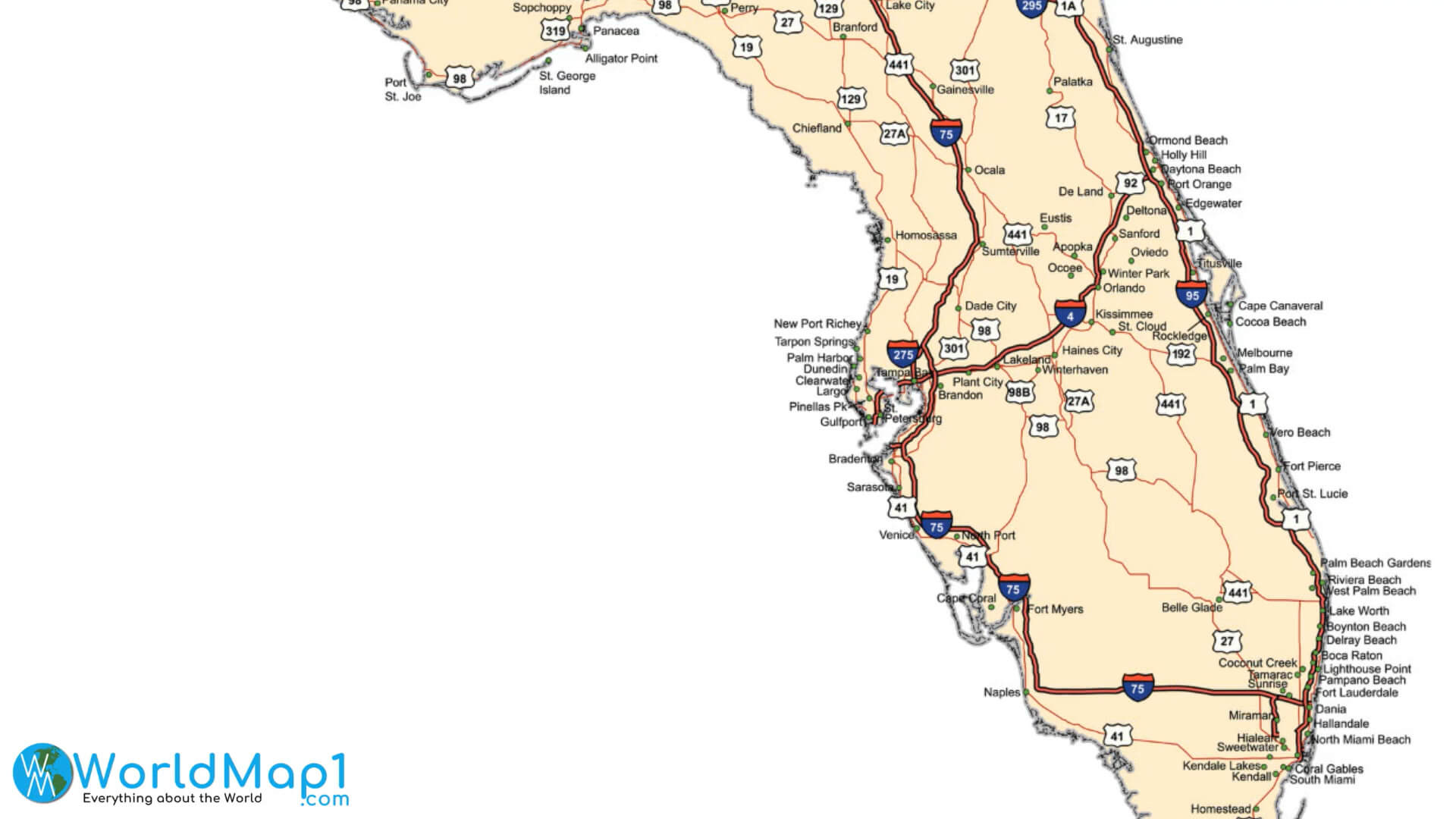 Interstate Roads Map of Florida